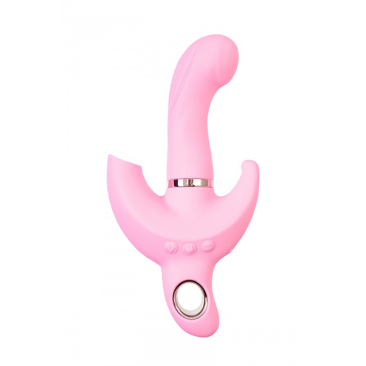 Klitoral uyarıcılı vibratör JOS Twistme, silikon, pembe, 19,5 cm