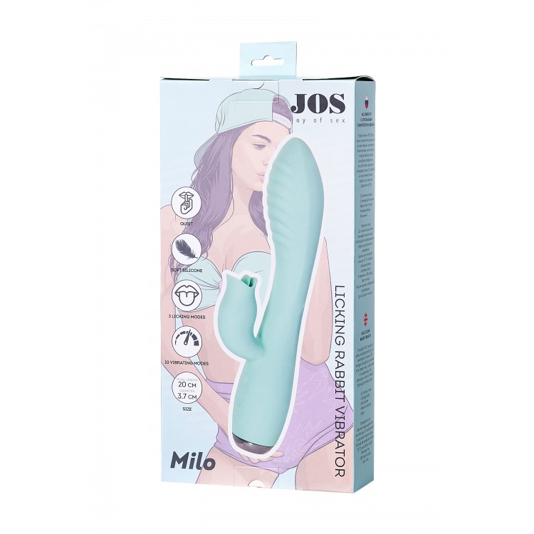 JOS MİLO Klitoral Uyarıcı ve Dilli Vibratör, Silikon, Cam Göbeği, 20 cm