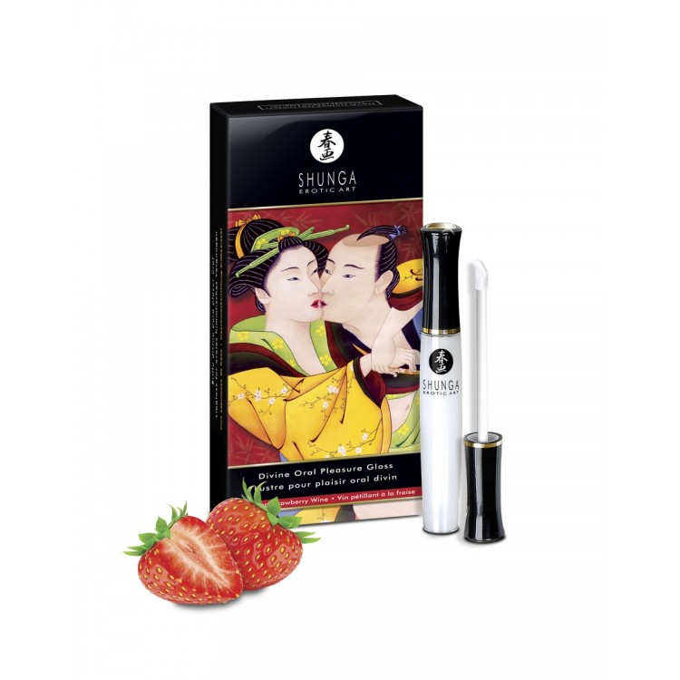Shunga "İlahi Zevk" dudak parlatıcısı, buzlu ateş etkisi, çilek ve şampanya, 10 ml