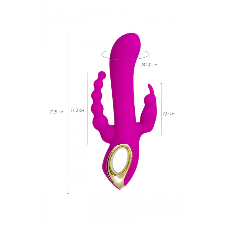 A-Toys by TOYFA TRINNY Üçlü Vibratör, Silikon, Mor, 21.5 cm